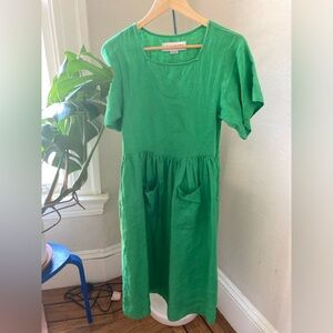 LF Markey Mitch Grass Green 100% Linen Dress Pockets Size 0